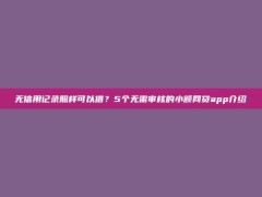 无信用记录照样可以借？5个无需审核的小额网贷app介绍