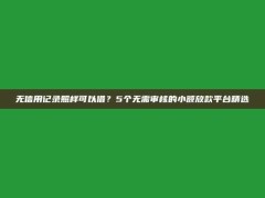 无信用记录照样可以借？5个无需审核的小额放款平台精选