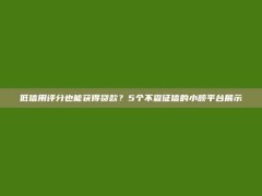 低信用评分也能获得贷款？5个不查征信的小额平台展示