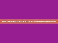 借5000元的在线借款渠道介绍5个灵活借贷选择的网贷平台