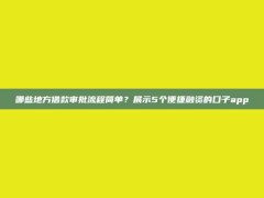 哪些地方借款审批流程简单？展示5个便捷融资的口子app