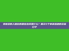 负债多的人借款的最佳选择是什么？展示5个申请迅速的资金口子