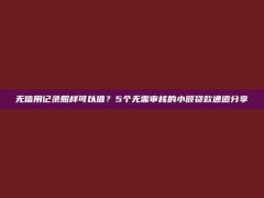 无信用记录照样可以借？5个无需审核的小额贷款通道分享