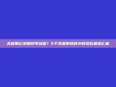 无信用记录照样可以借？5个无需审核的小额贷款通道汇编