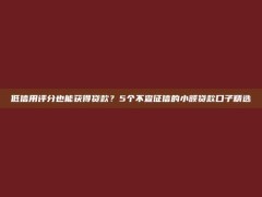 低信用评分也能获得贷款？5个不查征信的小额贷款口子精选