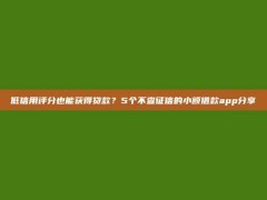 低信用评分也能获得贷款？5个不查征信的小额借款app分享