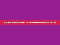 无信用记录照样可以借？5个无需审核的小额网贷口子介绍