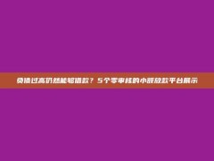 负债过高仍然能够借款？5个零审核的小额放款平台展示