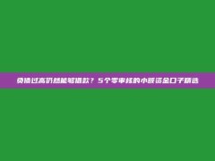 负债过高仍然能够借款？5个零审核的小额资金口子精选