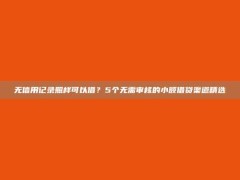 无信用记录照样可以借？5个无需审核的小额借贷渠道精选