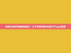 负债过高仍然能够借款？5个零审核的小额口子app整理