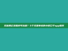 无信用记录照样可以借？5个无需审核的小额口子app推荐