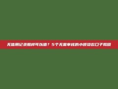 无信用记录照样可以借？5个无需审核的小额贷款口子揭晓