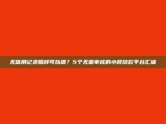 无信用记录照样可以借？5个无需审核的小额放款平台汇编