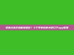 负债过高仍然能够借款？5个零审核的小额口子app整理