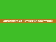 无信用记录照样可以借？5个无需审核的小额口子平台总结