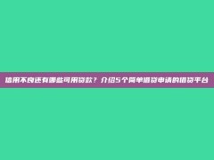 信用不良还有哪些可用贷款？介绍5个简单借贷申请的借贷平台