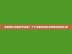 无信用记录照样可以借？5个无需审核的小额借贷渠道汇编