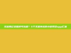 无信用记录照样可以借？5个无需审核的小额网贷app汇编