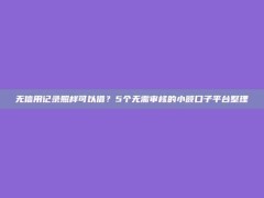 无信用记录照样可以借？5个无需审核的小额口子平台整理