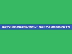 哪些平台适合没有信用记录的人？推荐5个无缝借款的放款平台