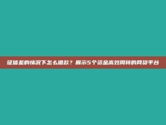 征信差的情况下怎么借款？展示5个资金高效周转的网贷平台