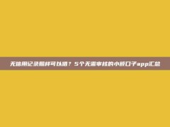 无信用记录照样可以借？5个无需审核的小额口子app汇总