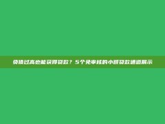 负债过高也能获得贷款？5个免审核的小额贷款通道展示