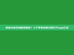 负债过高仍然能够借款？5个零审核的小额口子app汇总