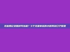 无信用记录照样可以借？5个无需审核的小额网贷口子整理