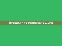 黑户也能借款？5个零审核的小额口子app汇编