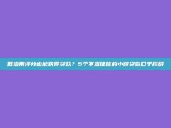 低信用评分也能获得贷款？5个不查征信的小额贷款口子揭晓