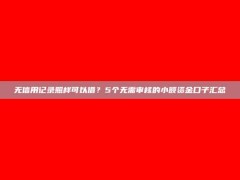 无信用记录照样可以借？5个无需审核的小额资金口子汇总