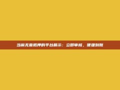 当前无需抵押的平台展示：立即审核，便捷到账