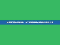 信用不好依然能借？5个免条件的小额借款渠道分享