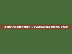 无信用记录照样可以借？5个无需审核的小额借款口子整理