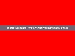 高负债人群救星！今年5个无条件放款的资金口子展示