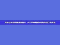 负债过高仍然能够借款？5个零审核的小额网贷口子精选