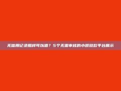 无信用记录照样可以借？5个无需审核的小额放款平台展示