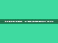 逾期黑名单仍旧能借？5个轻松通过的小额借贷口子精选