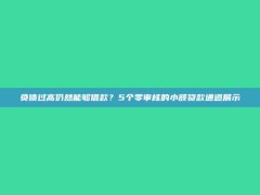 负债过高仍然能够借款？5个零审核的小额贷款通道展示