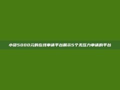 小贷5000元的在线申请平台展示5个无压力申请的平台