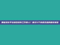 哪些贷款平台适合没有工作的人？展示5个快速资金的借贷渠道