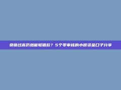 负债过高仍然能够借款？5个零审核的小额资金口子分享