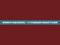 低信用评分也能获得贷款？5个不查征信的小额融资平台揭晓