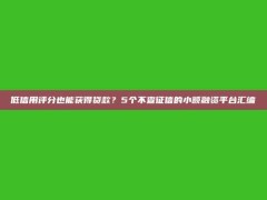 低信用评分也能获得贷款？5个不查征信的小额融资平台汇编