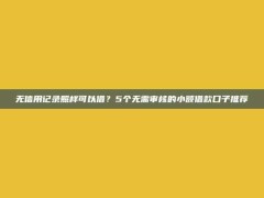 无信用记录照样可以借？5个无需审核的小额借款口子推荐