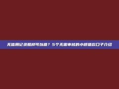 无信用记录照样可以借？5个无需审核的小额借款口子介绍