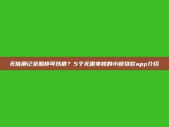 无信用记录照样可以借？5个无需审核的小额贷款app介绍