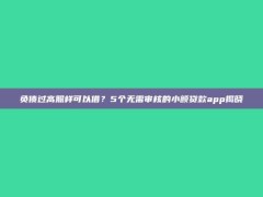 负债过高照样可以借？5个无需审核的小额贷款app揭晓